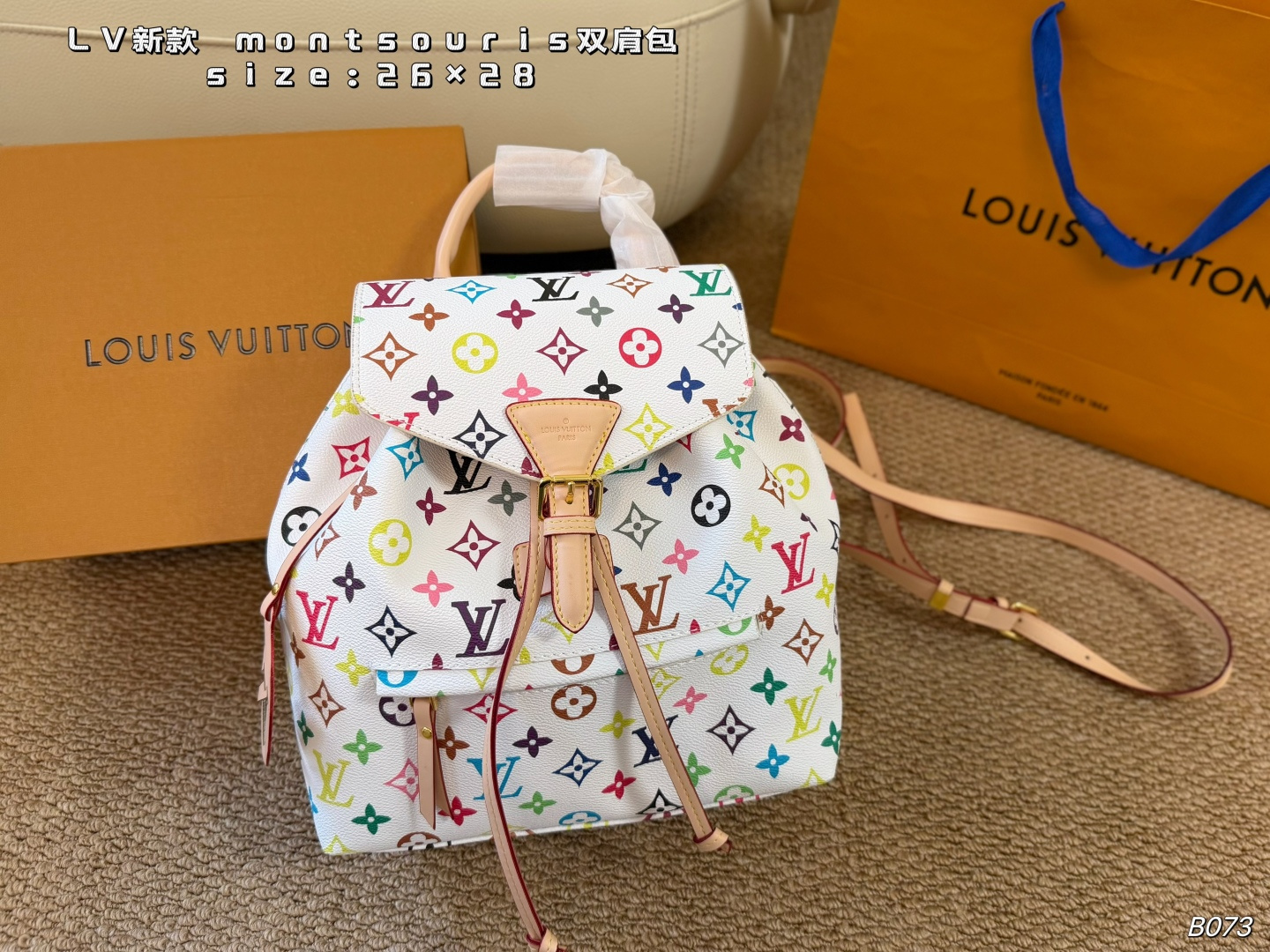 LV Denim Blue Rivet Backpack Monogram Canvas Daily Use